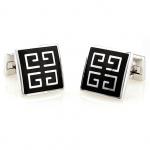 Double sided Silver Black Greek Tile Cufflinks.jpg